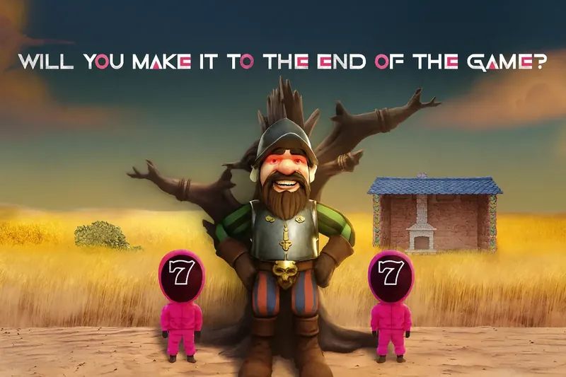 Squid Game slot crossover promo banner showing game interface